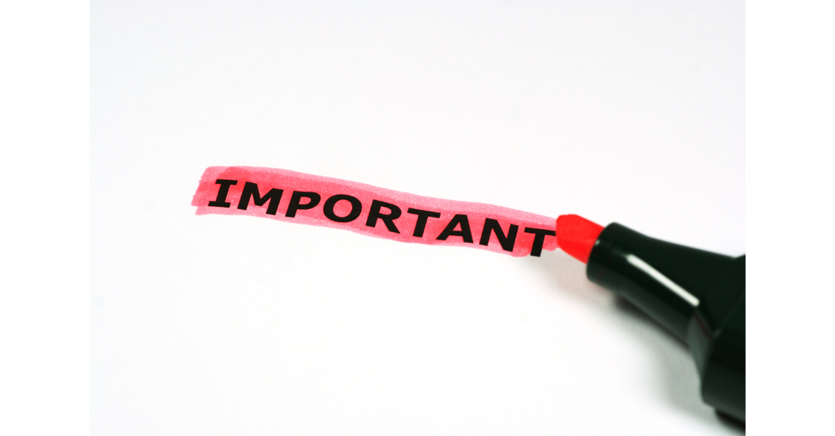 赤いペンでIMPORTANT(重要)と書かれている